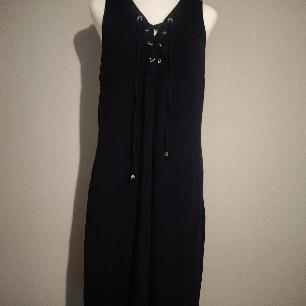 Tommy Bahama Black Lace-Up Midi Dress